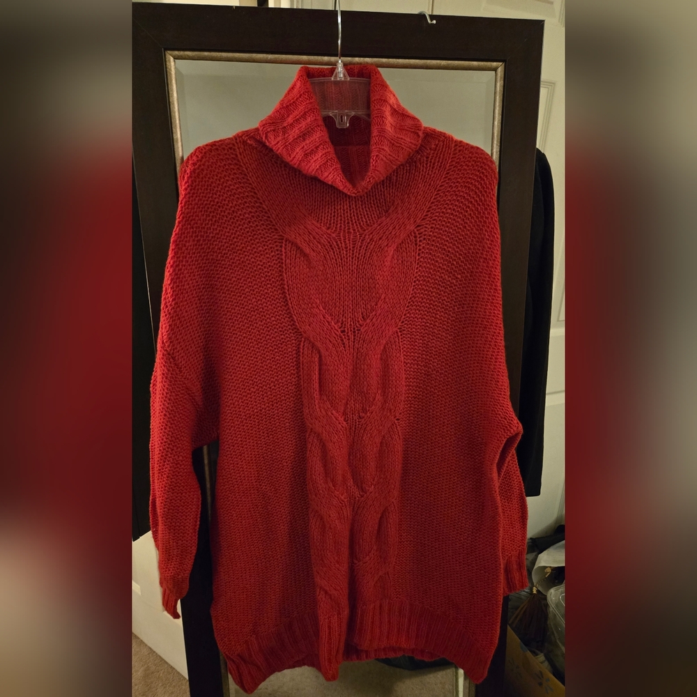 AERIE Womens  Red Cowl Neck Sweater.  NWOT.   Medium